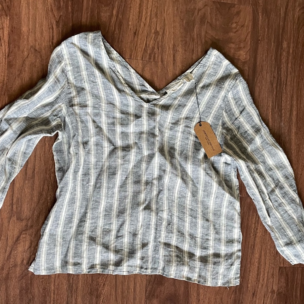 Christian Siriano 100% linen blouse